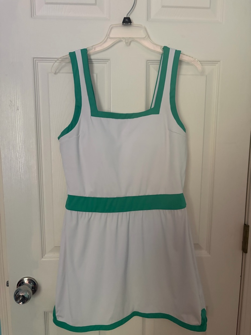 Addison Bay White Mini Dress with Green Trim